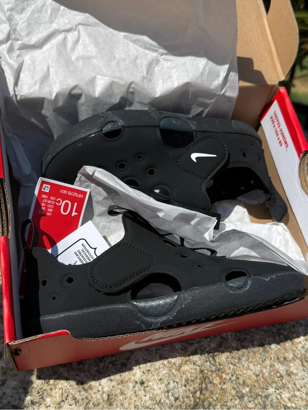 Nike Sunray Protect 4 TD Boys Girls 10C Black Water Sandals NWT HF6278-001 Comfy